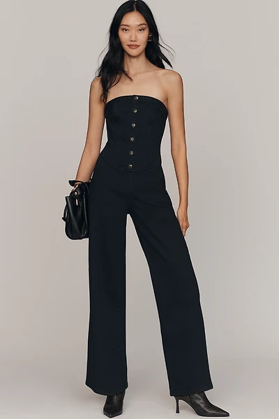 Pilcro Strapless Corset Denim Jumpsuit
