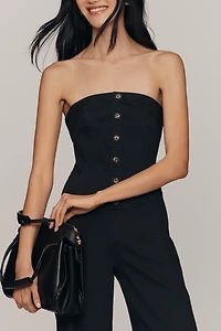 Pilcro Strapless Corset Denim Jumpsuit