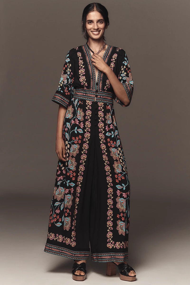 Farm Rio x Anthropologie Printed V-Neck Jumpsuit