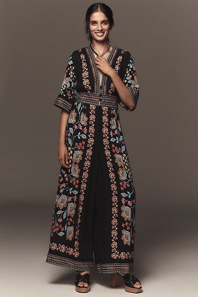 Farm Rio x Anthropologie Printed V-Neck Jumpsuit