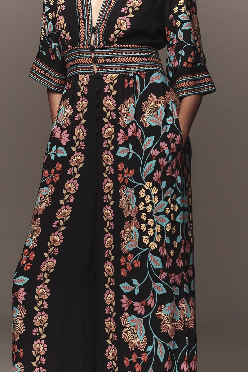 Farm Rio x Anthropologie Printed V-Neck Jumpsuit