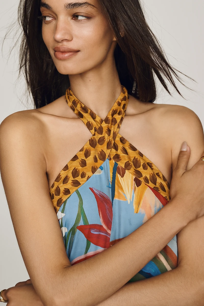 Farm Rio x Anthropologie Printed Halter Jumpsuit