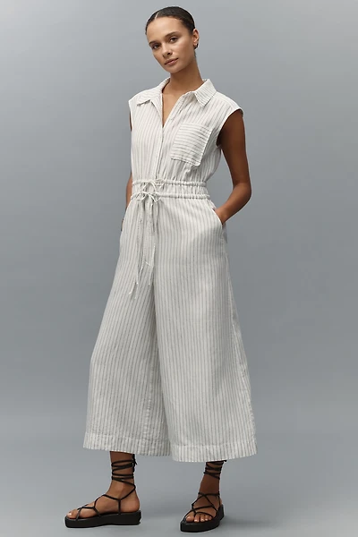 Maeve Crop Wide-Leg Shirting Jumpsuit
