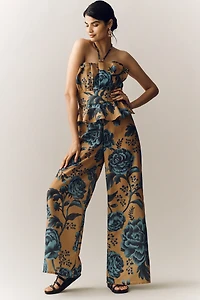 Especia Floral Peplum Halter Jumpsuit