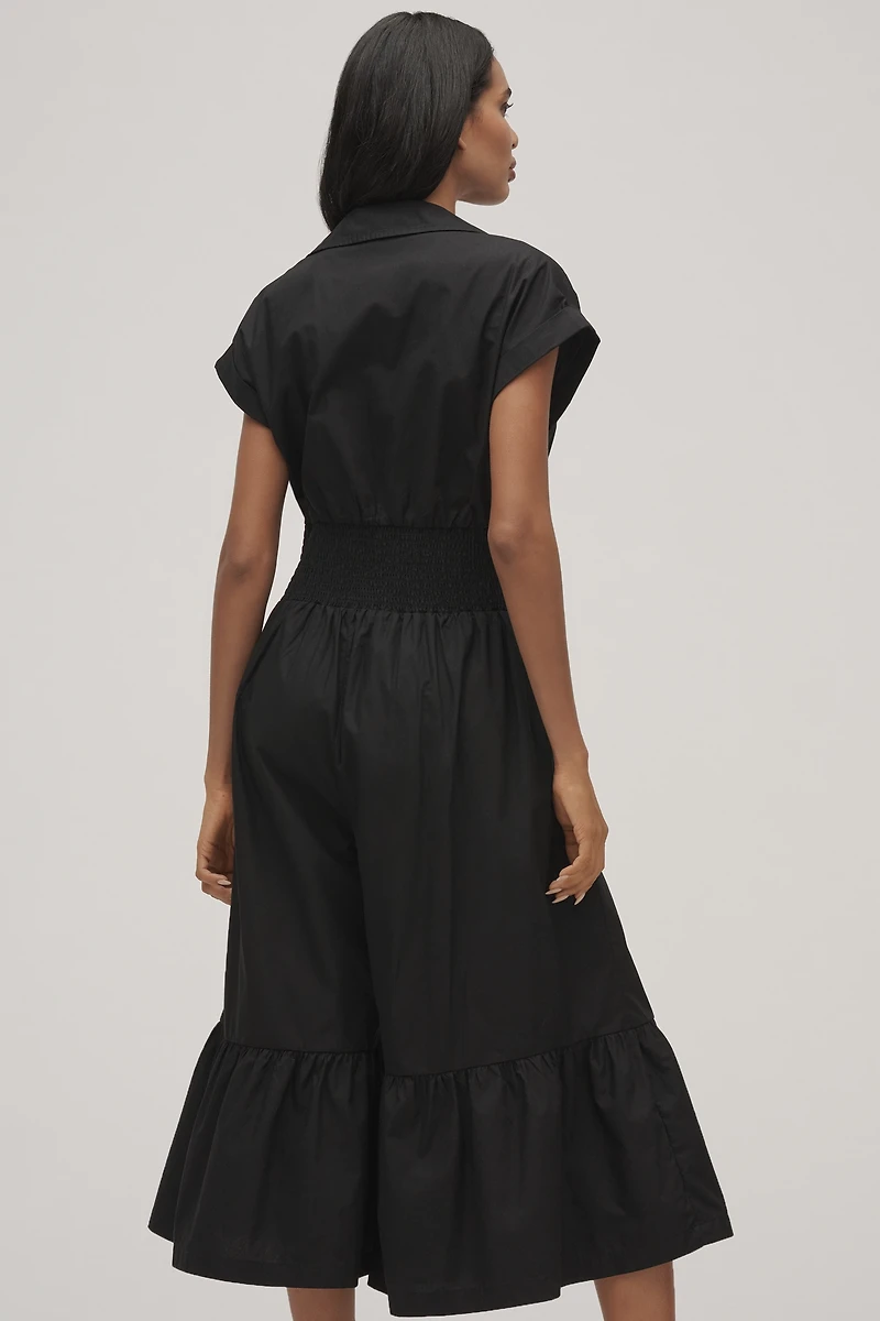 By Anthropologie Pleated Shirting Wide-Leg Jumpsuit
