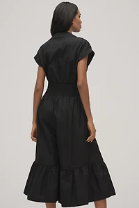 By Anthropologie Pleated Shirting Wide-Leg Jumpsuit