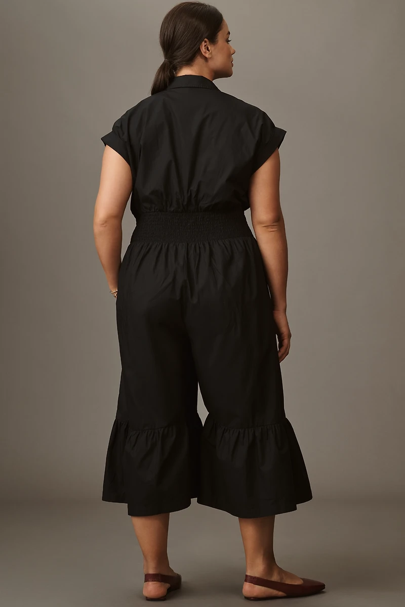 By Anthropologie Pleated Shirting Wide-Leg Jumpsuit