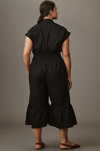 By Anthropologie Pleated Shirting Wide-Leg Jumpsuit