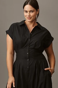 By Anthropologie Pleated Shirting Wide-Leg Jumpsuit
