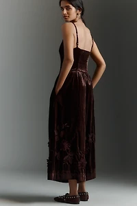 By Anthropologie 3D Floral Velvet Jumpsuit