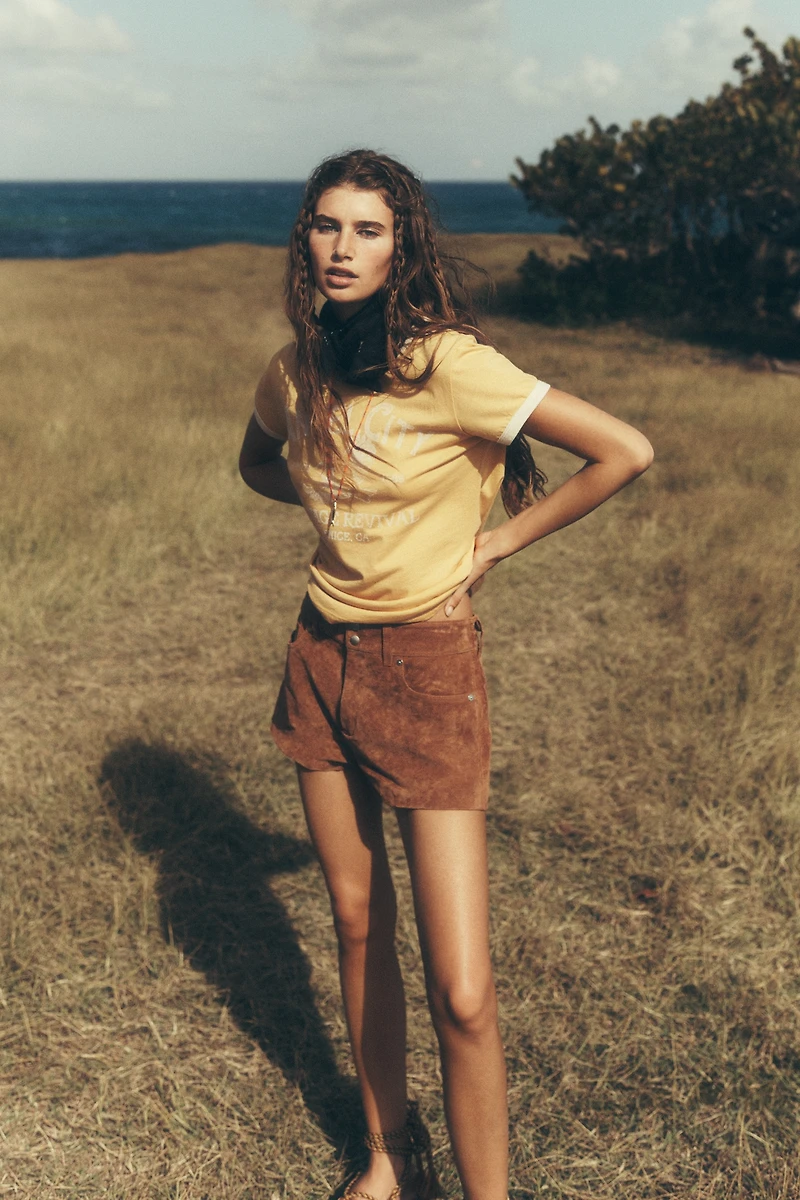 BLANKNYC Fortune Cookie Suede Shorts