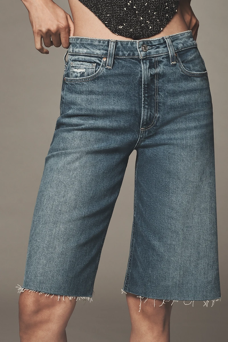 PAIGE Cadee High-Rise Denim Bermuda Shorts