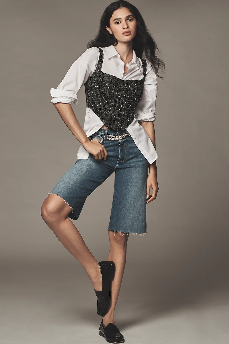 PAIGE Cadee High-Rise Denim Bermuda Shorts