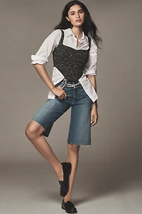 PAIGE Cadee High-Rise Denim Bermuda Shorts