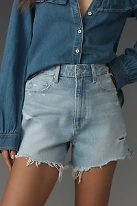 PAIGE Dani High-Rise Raw Hem Denim Shorts