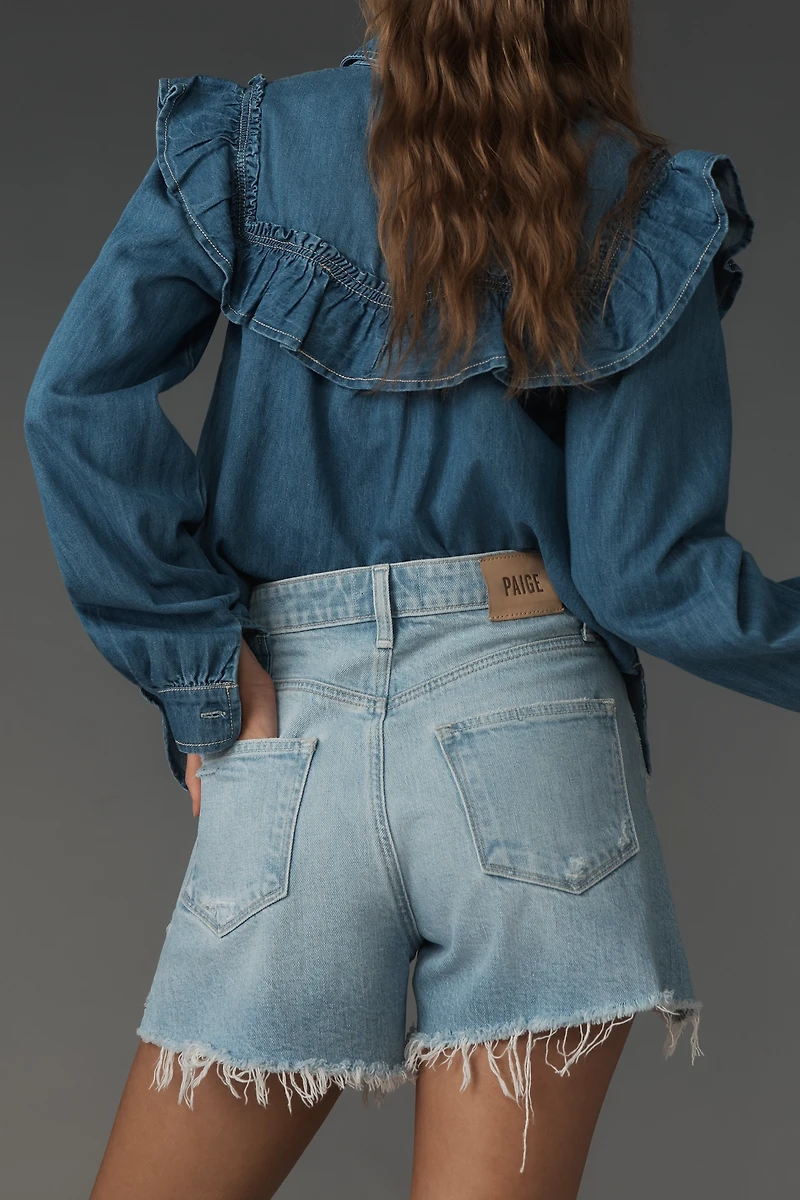 PAIGE Dani High-Rise Raw Hem Denim Shorts