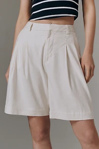 Avery European Linen Stretch Pleated Shorts