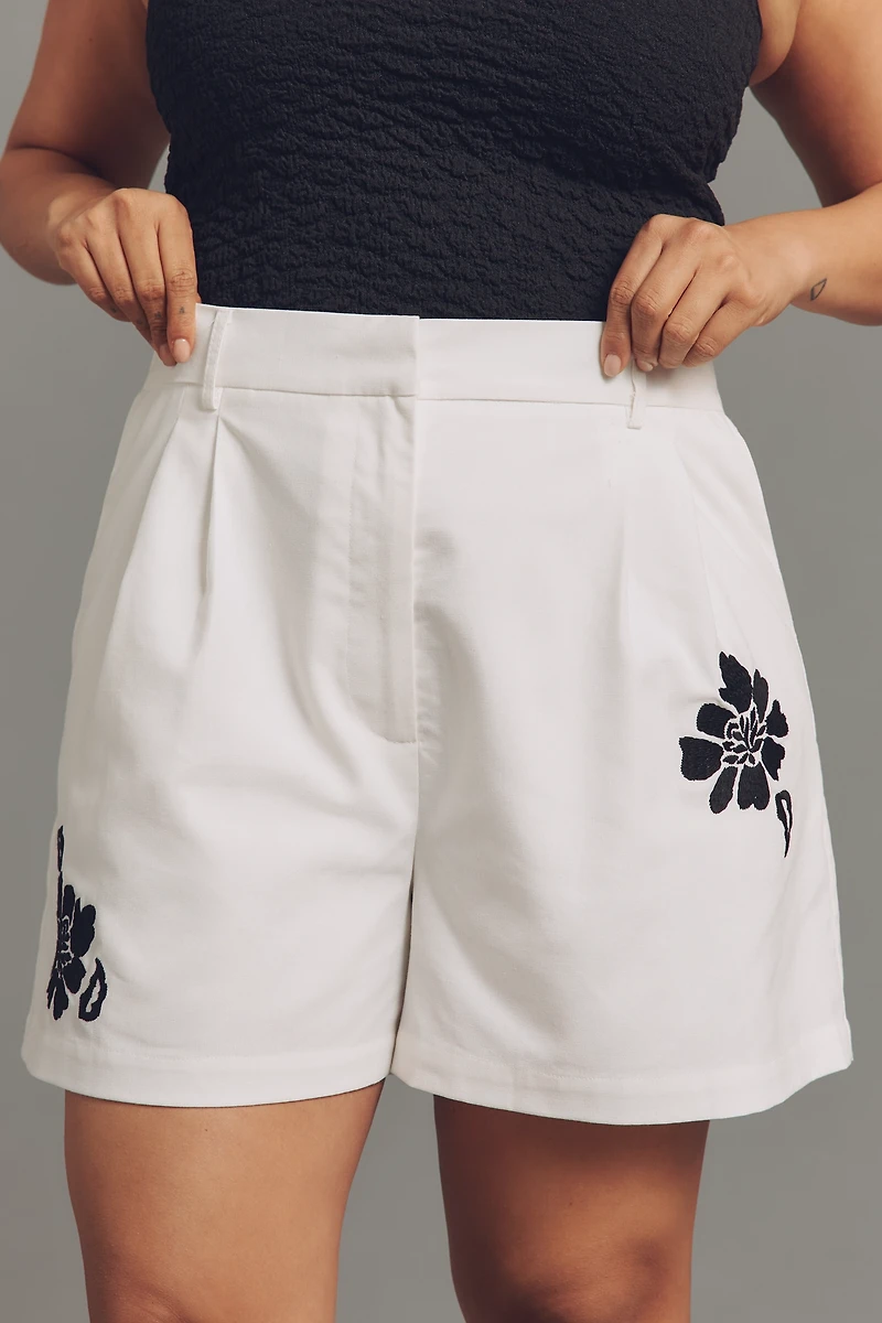 Dolan Left Coast Linen Blend Floral Embroidered Shorts