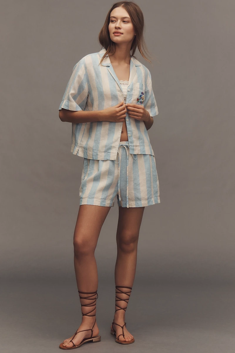 TROVATA Charlie Linen Striped Shorts