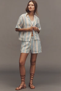 TROVATA Charlie Linen Striped Shorts
