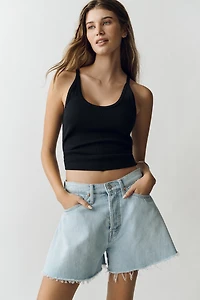 MOTHER Flutter Frayed Denim Shorts