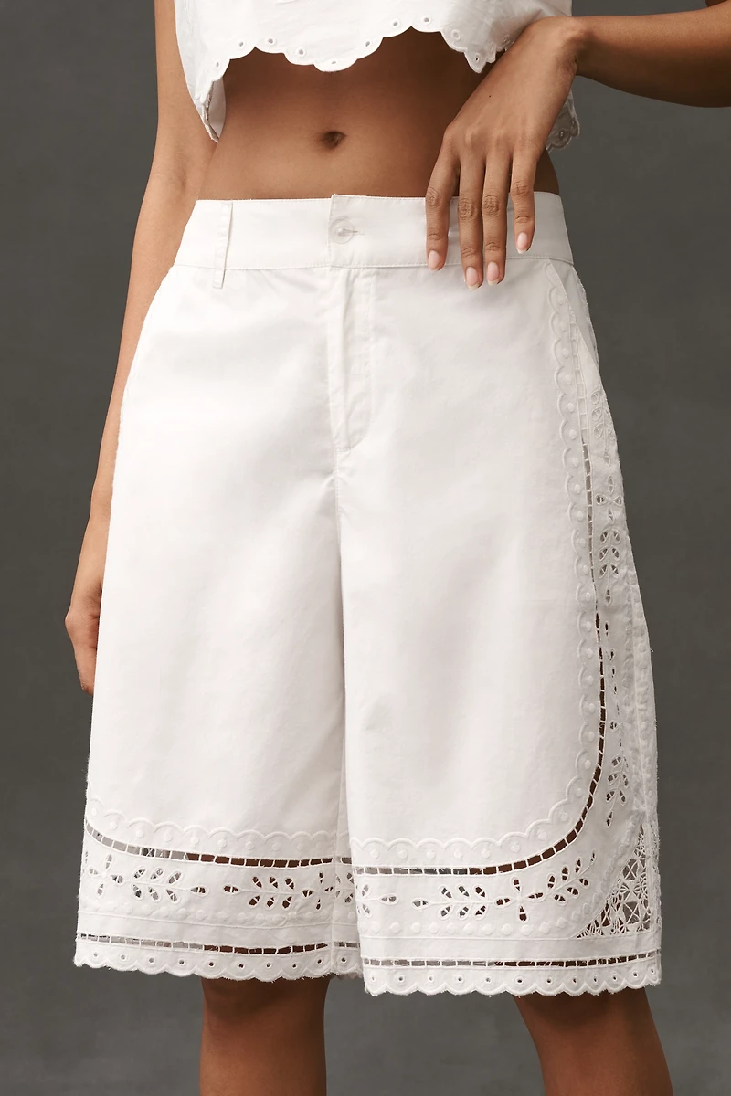 By Anthropologie Cutwork Bermuda Shorts