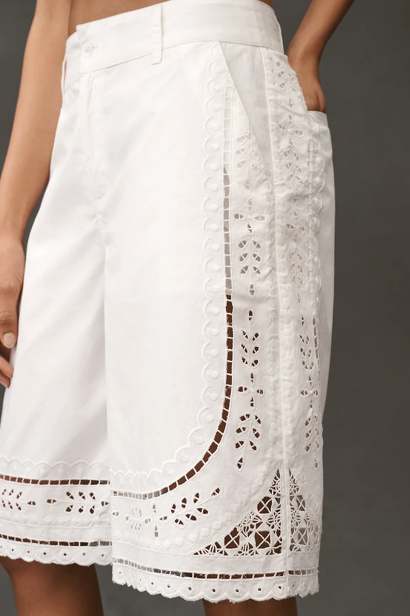 By Anthropologie Cutwork Bermuda Shorts