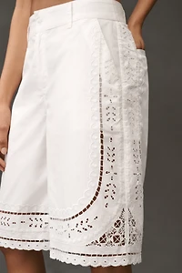 By Anthropologie Cutwork Bermuda Shorts