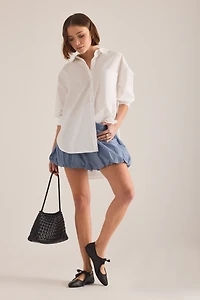Maeve Cotton Bubble-Hem Shorts