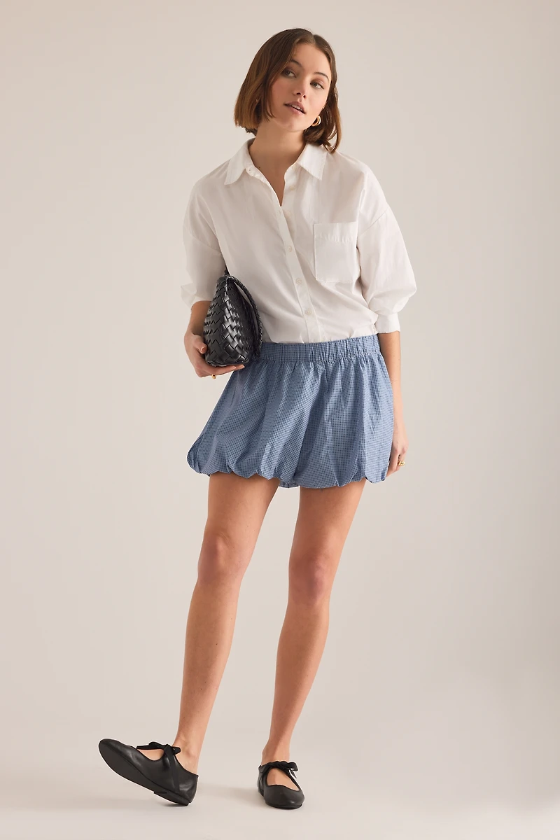 Maeve Cotton Bubble-Hem Shorts