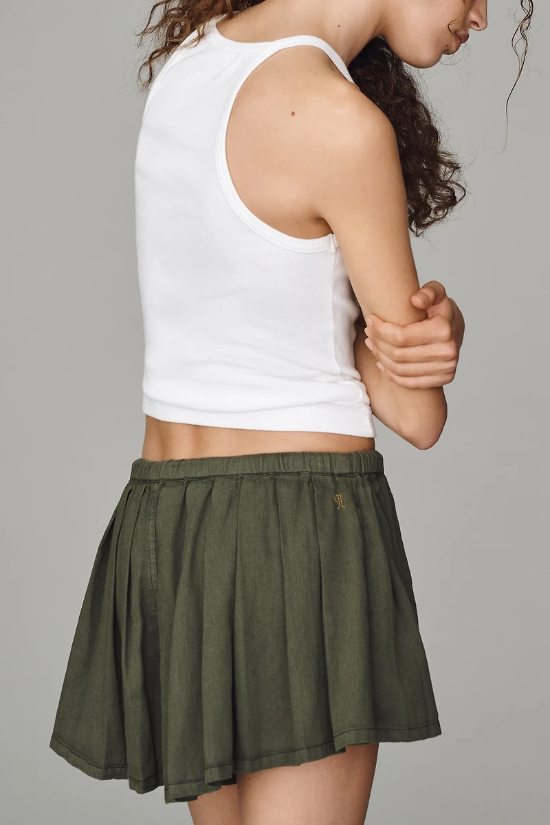 Pilcro Linen Cotton Pleated Shorts