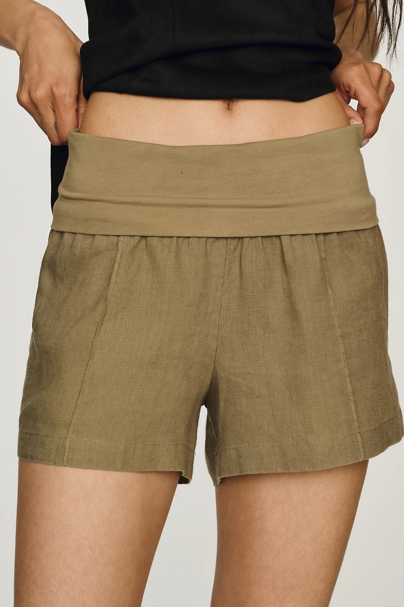 4OUR Dreamers Linen Foldover Shorts