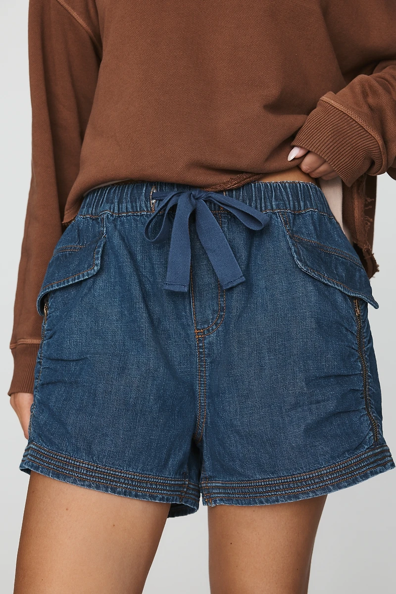 Pilcro 100% Cotton Ruched Flight Shorts