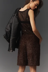 Maeve Tinsel High-Rise Long Shorts