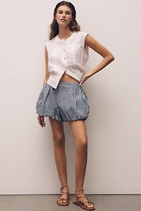ASTR The Label Margeen Cotton Bubble-Hem Shorts