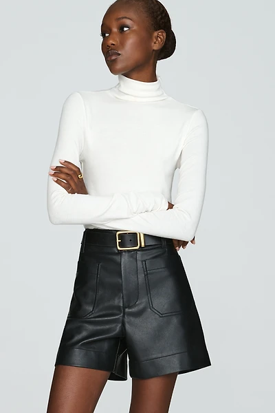 Maeve Colette Faux-Leather High-Rise Shorts