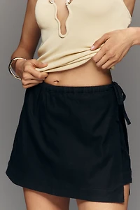 By Anthropologie Linen-Blend Mini Skort