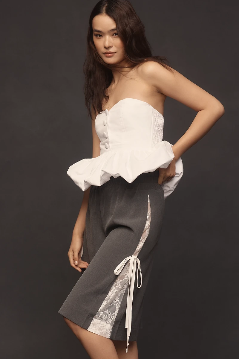 Find Me Now Leisu Lace-Panel Bermuda Shorts