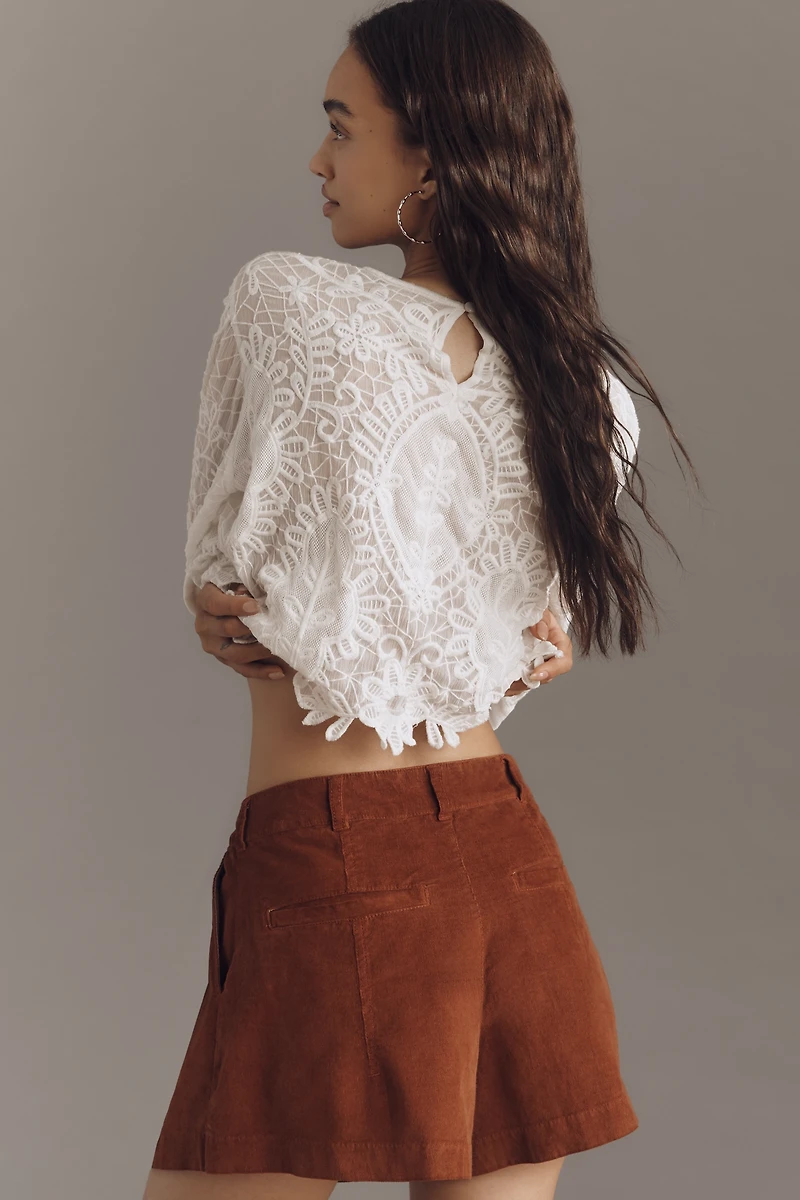 Pilcro Corduroy Pleated Skirty Shorts