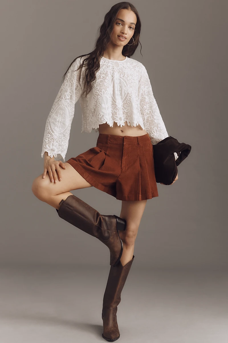 Pilcro Corduroy Pleated Skirty Shorts