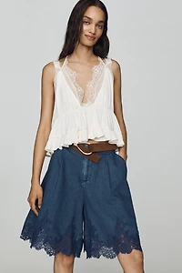 By Anthropologie Long Lace Shorts