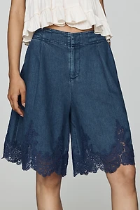 By Anthropologie Long Lace Shorts