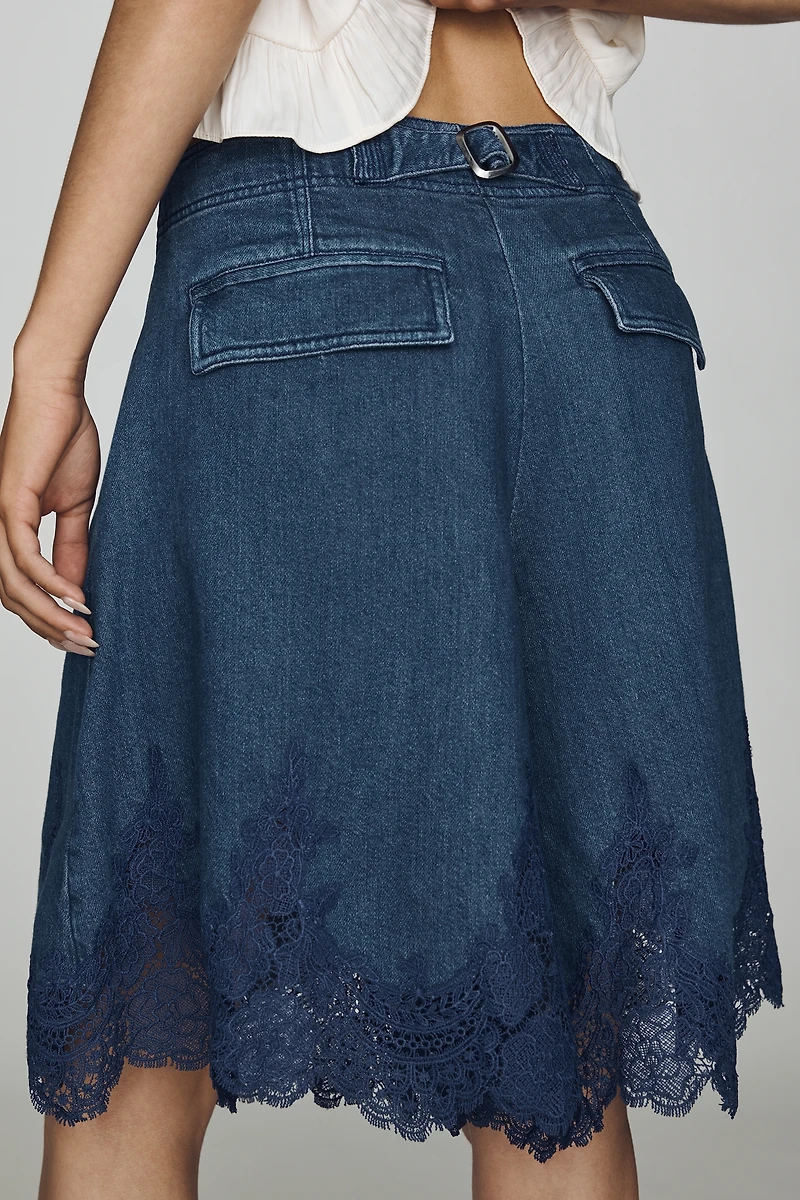 By Anthropologie Long Lace Shorts