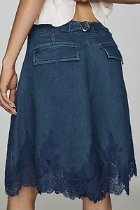 By Anthropologie Long Lace Shorts