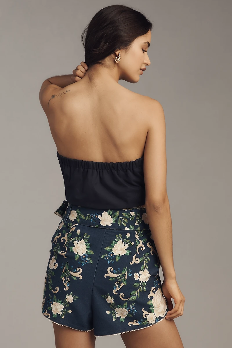 Farm Rio Floral Tapestry Belted Shorts