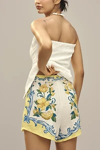 Farm Rio Sicily Scarf Linen Blend Shorts