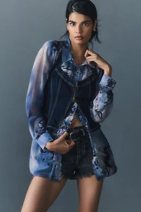The Devon Rhinestone Distressed Denim Shorts by Pilcro