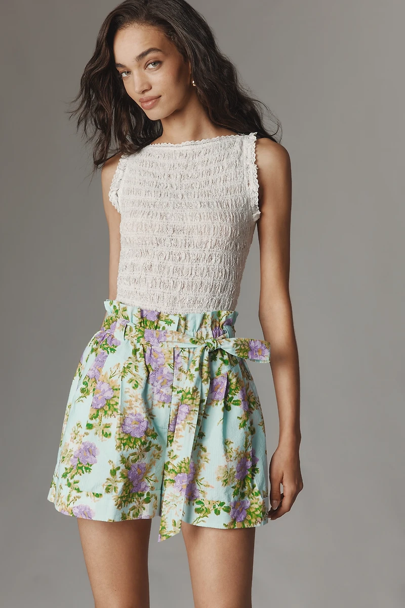 Hope for Flowers by Tracy Reese Belted Seersucker Shorts