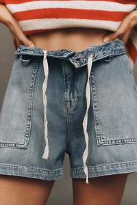 Good American Lite Linen Denim Shorts