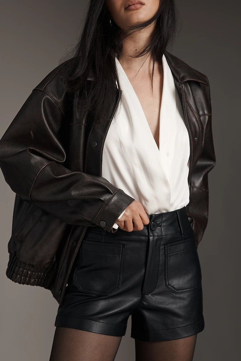 The Colette Faux Leather Shorts by Maeve